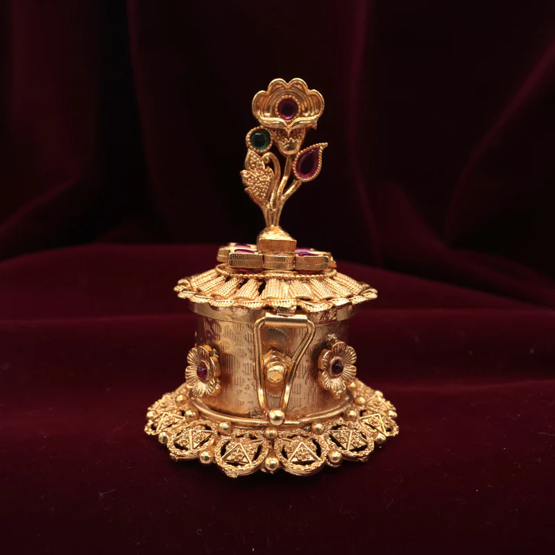Antique Gold Flower Kemp Kumkum Box